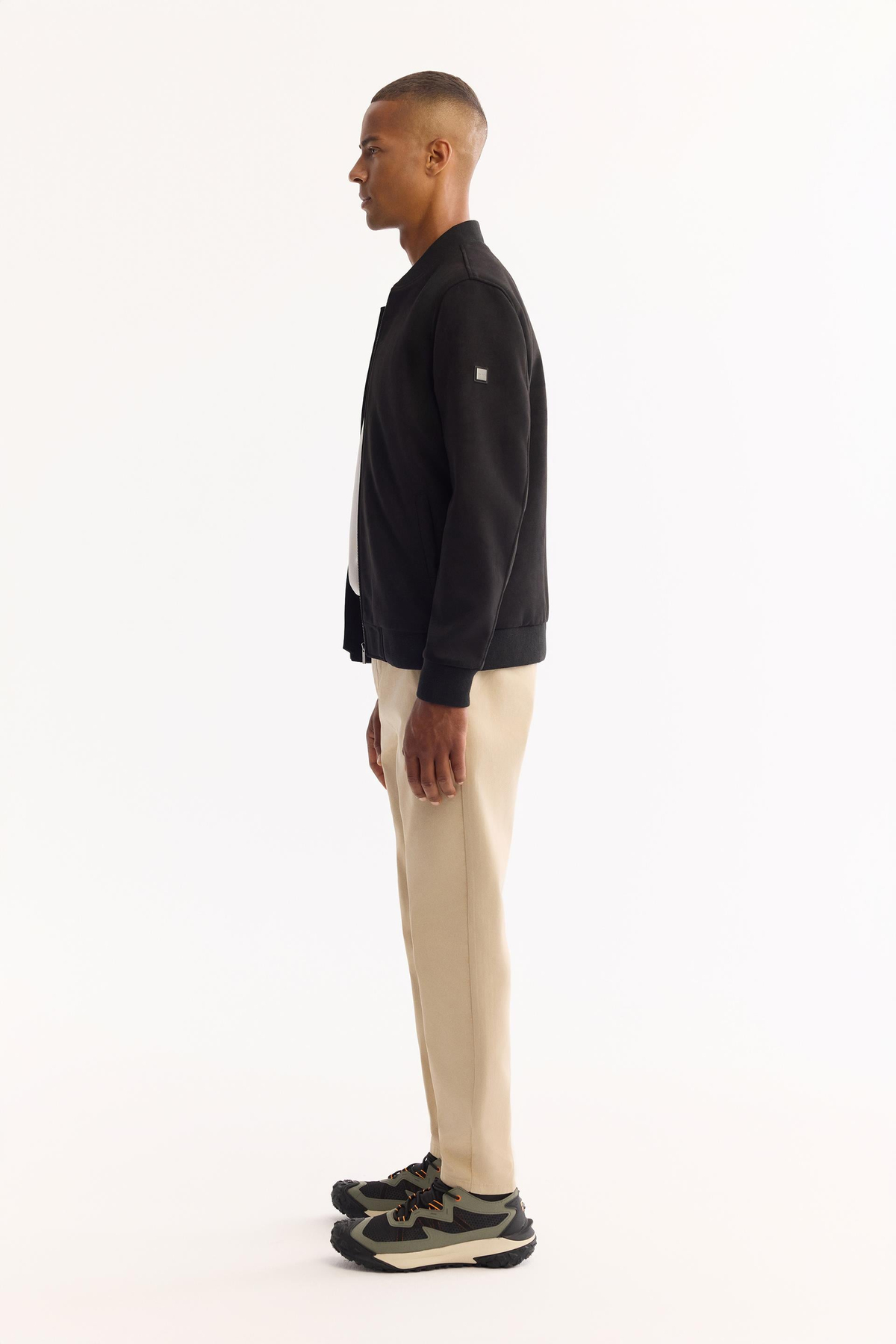 Black Faux Suede Bomber Jacket