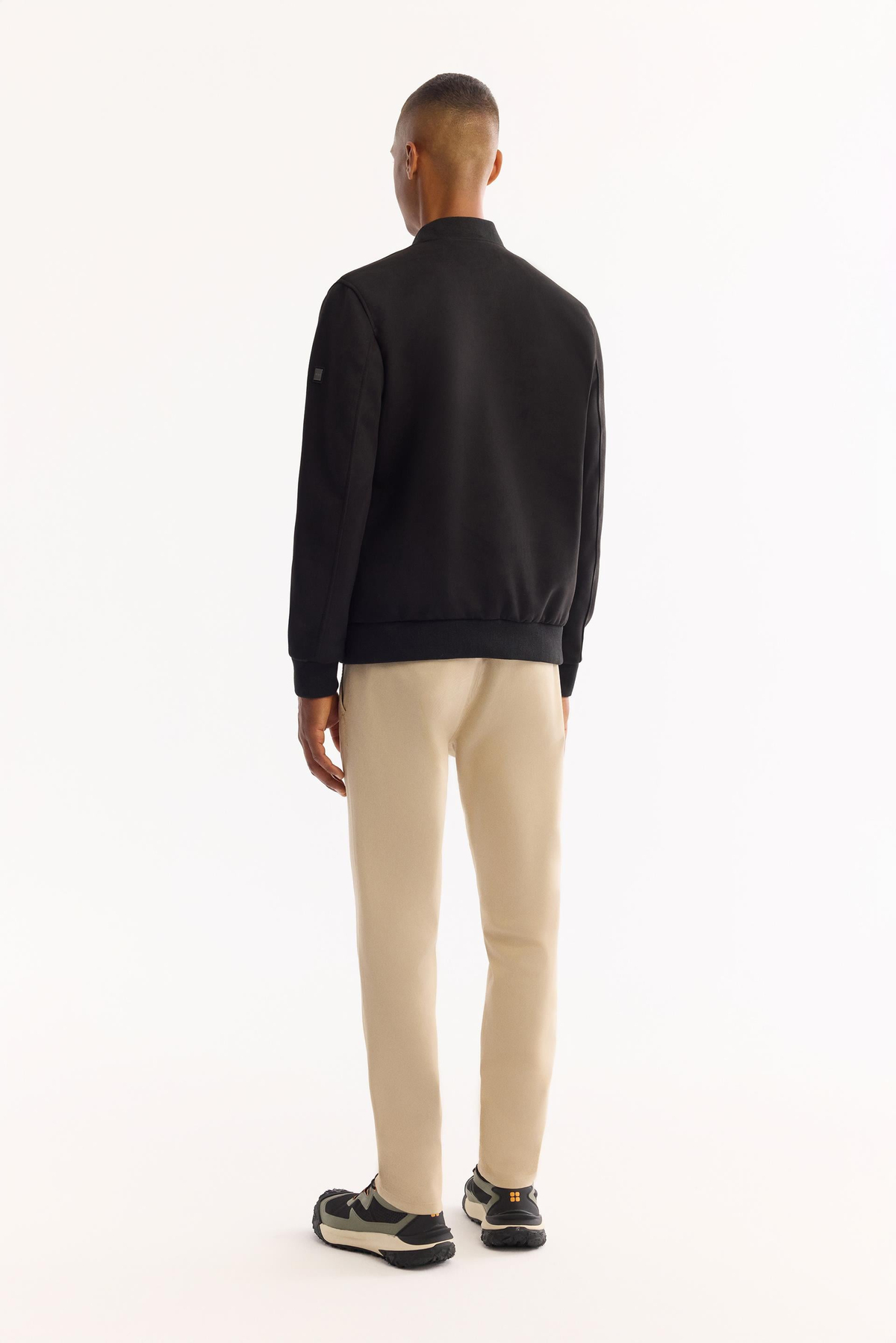 Black Faux Suede Bomber Jacket