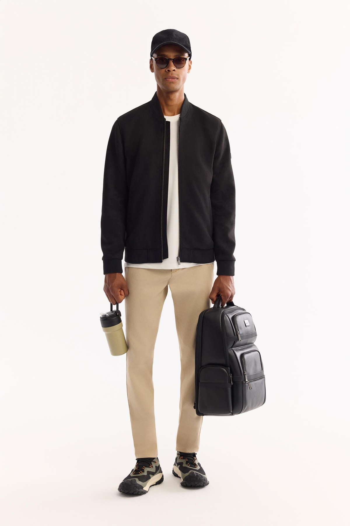 Black Faux Suede Bomber Jacket