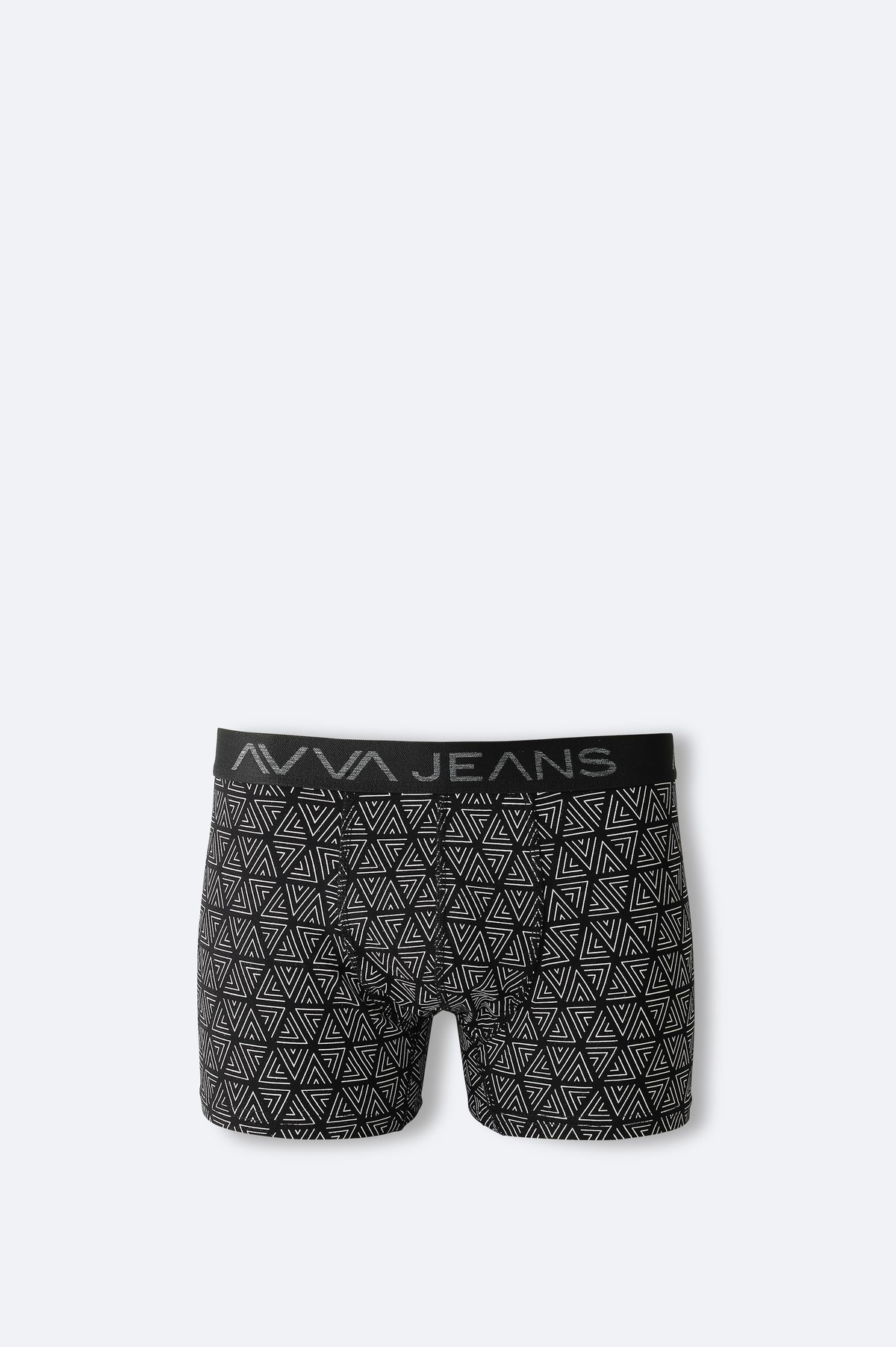 Siyah Geometrik Desenli Tekli Boxer