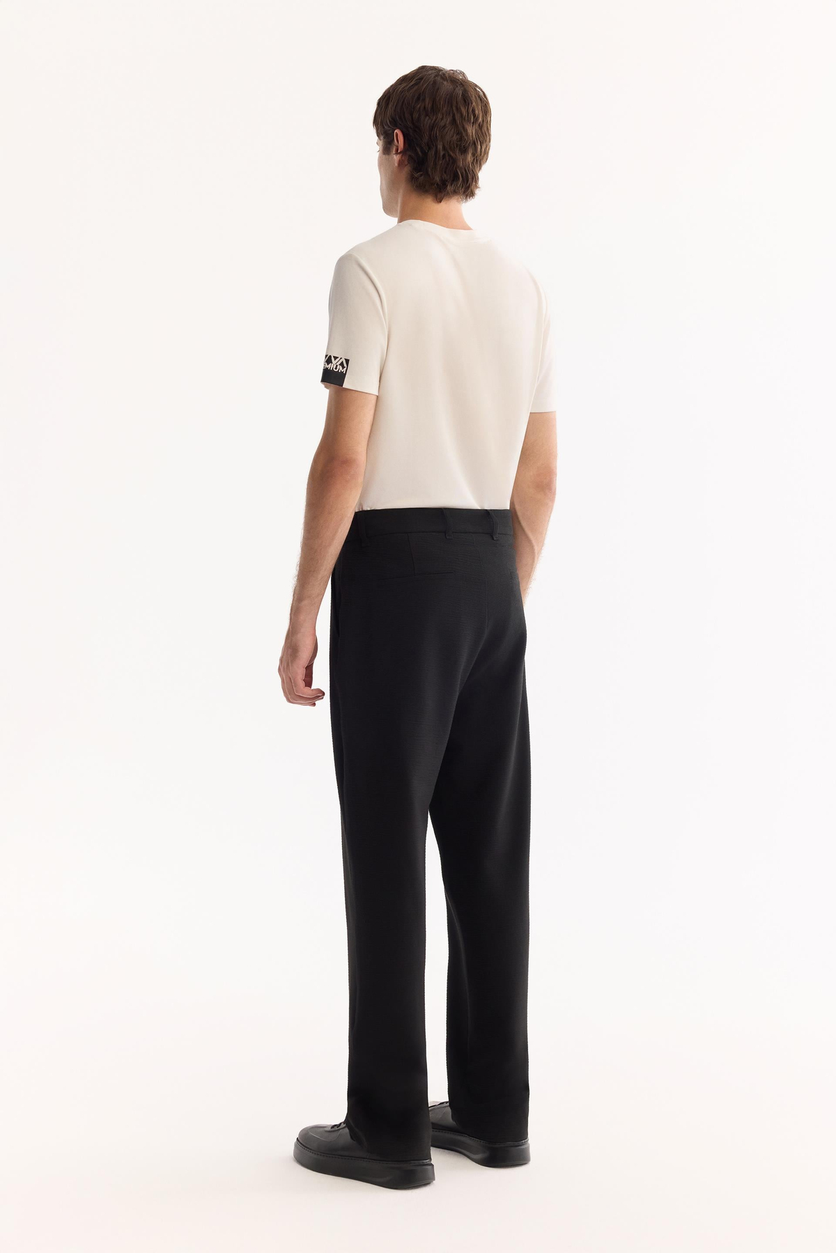 Siyah İnce Fitilli Dokulu  Baggy Fit Pantolon