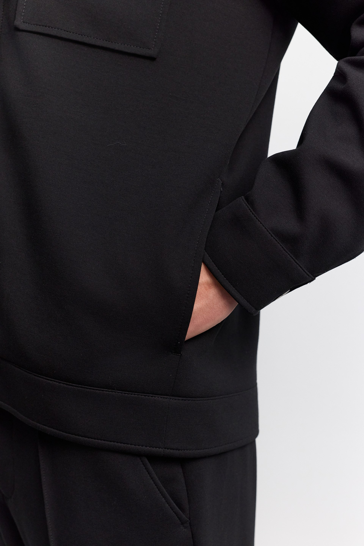 Siyah Interlok Klasik Yaka Comfort Fit Uzun Kollu Gömlek Ceket