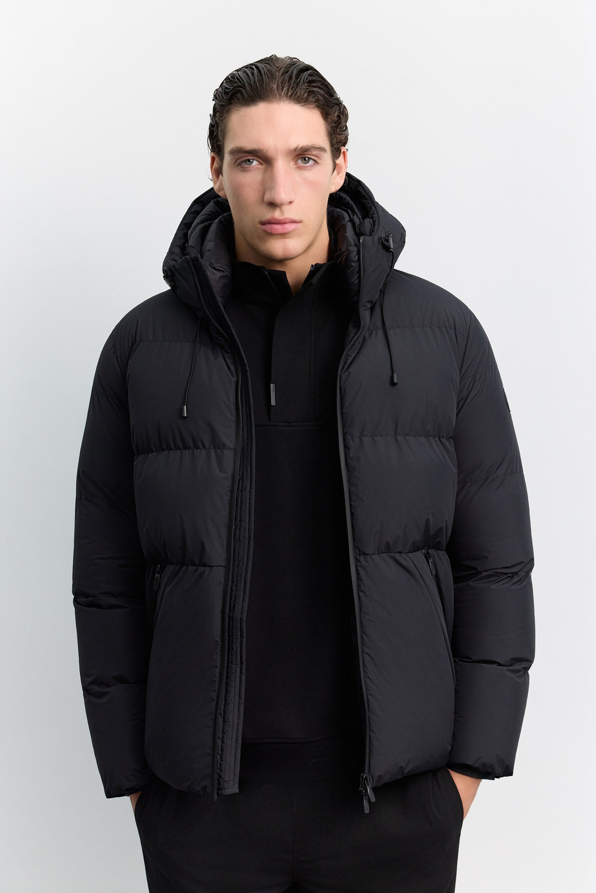 Black Hooded Padded Jacket