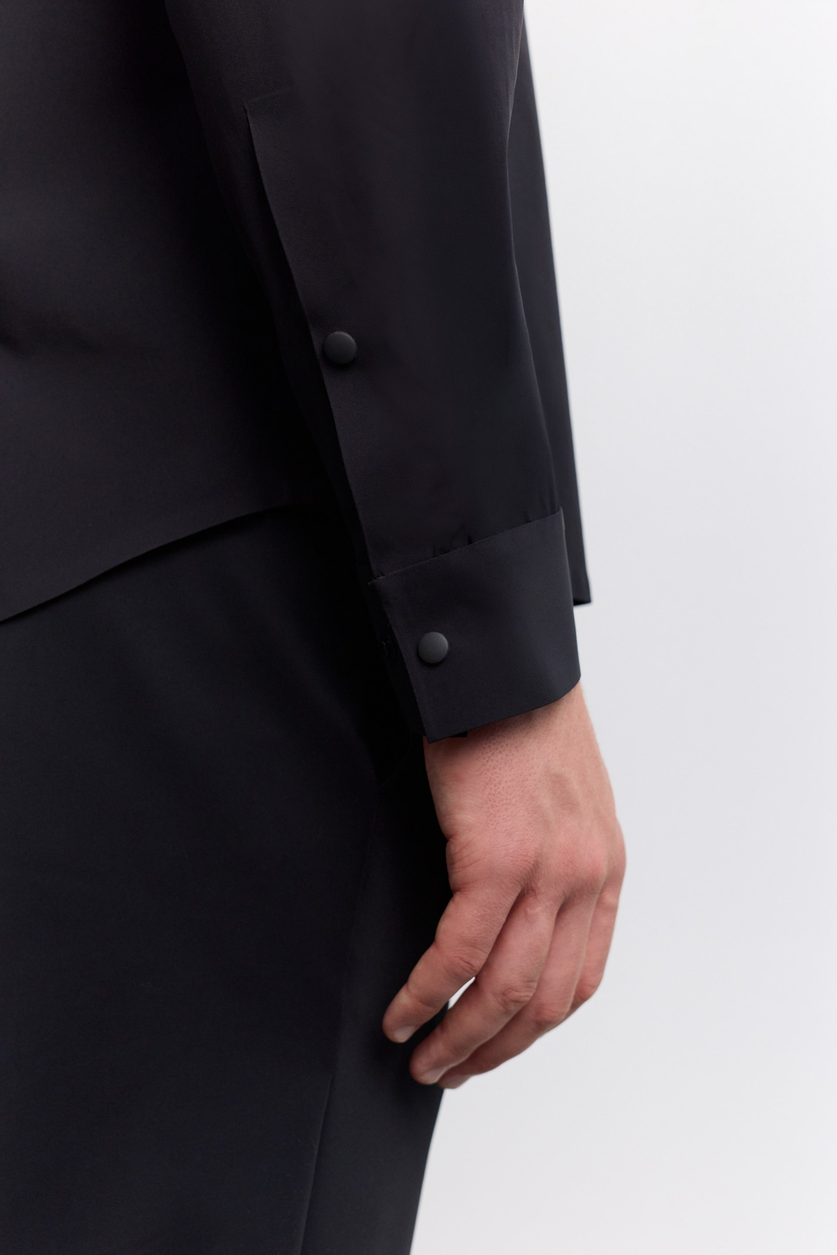 Siyah Klasik Yaka Teknik Uzun Kollu Comfort Fit Gömlek Ceket