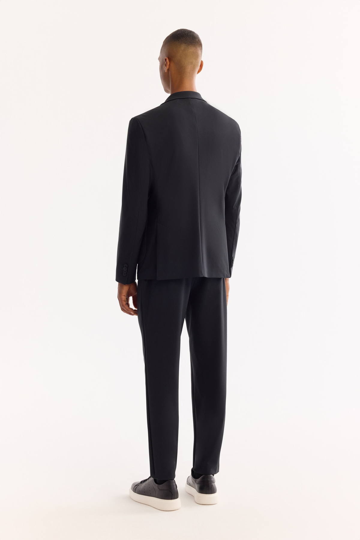 Siyah Mono Yaka Bi-Stretch Su İtici Kırışmaz Teknik Kumaş Blazer Ceket
