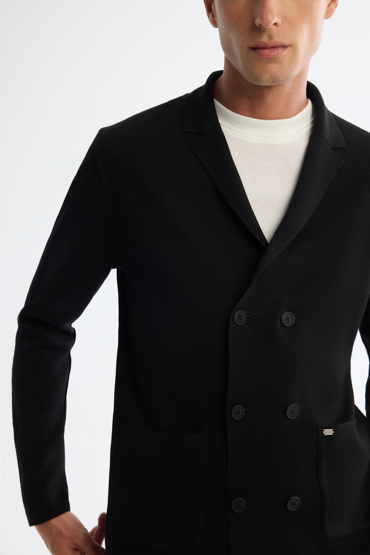 Black Wool Blend Cardigan