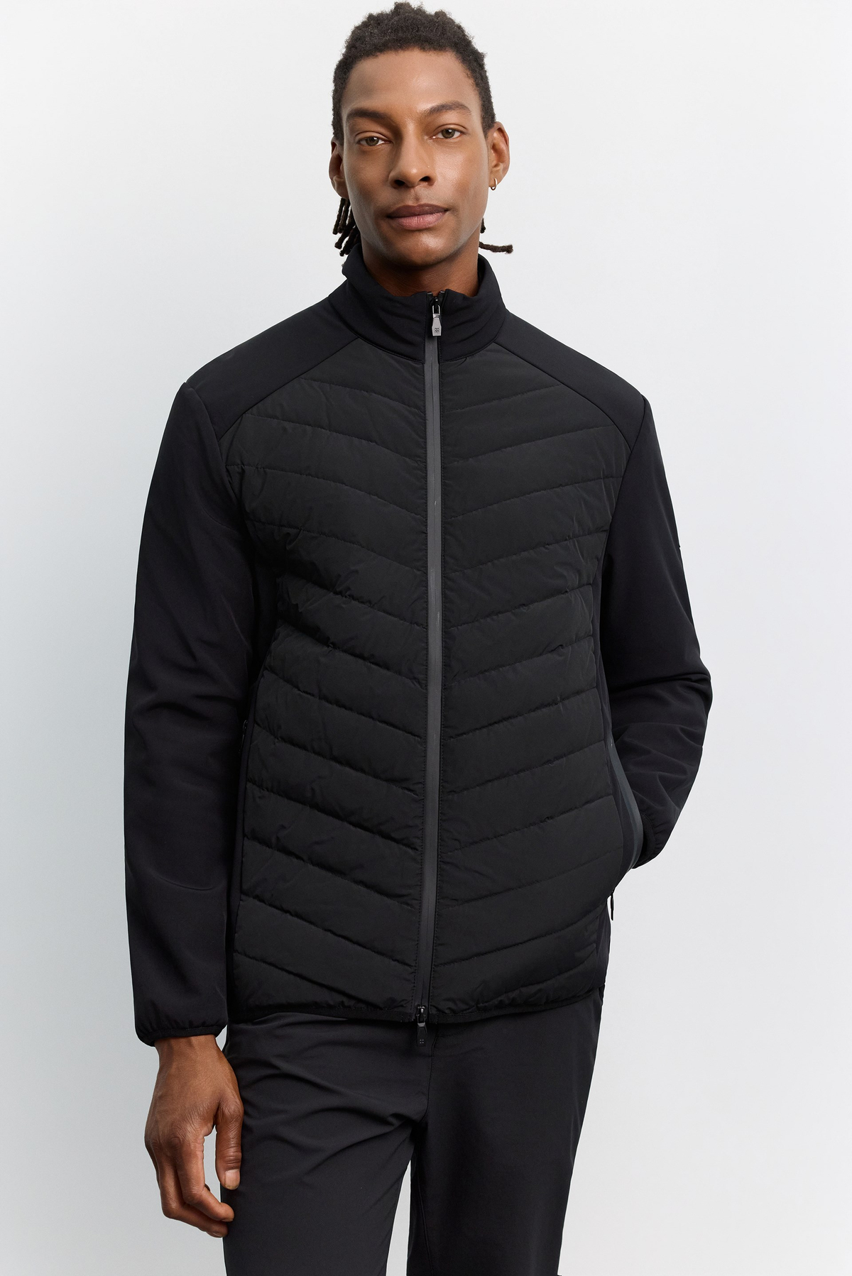 Siyah Ördek Tüyü Dik Yaka Lightweight Mont