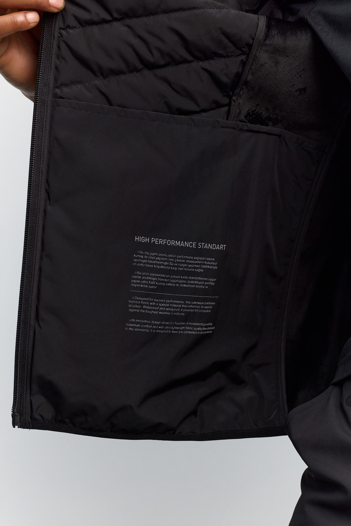 Siyah Ördek Tüyü Dik Yaka Lightweight Mont