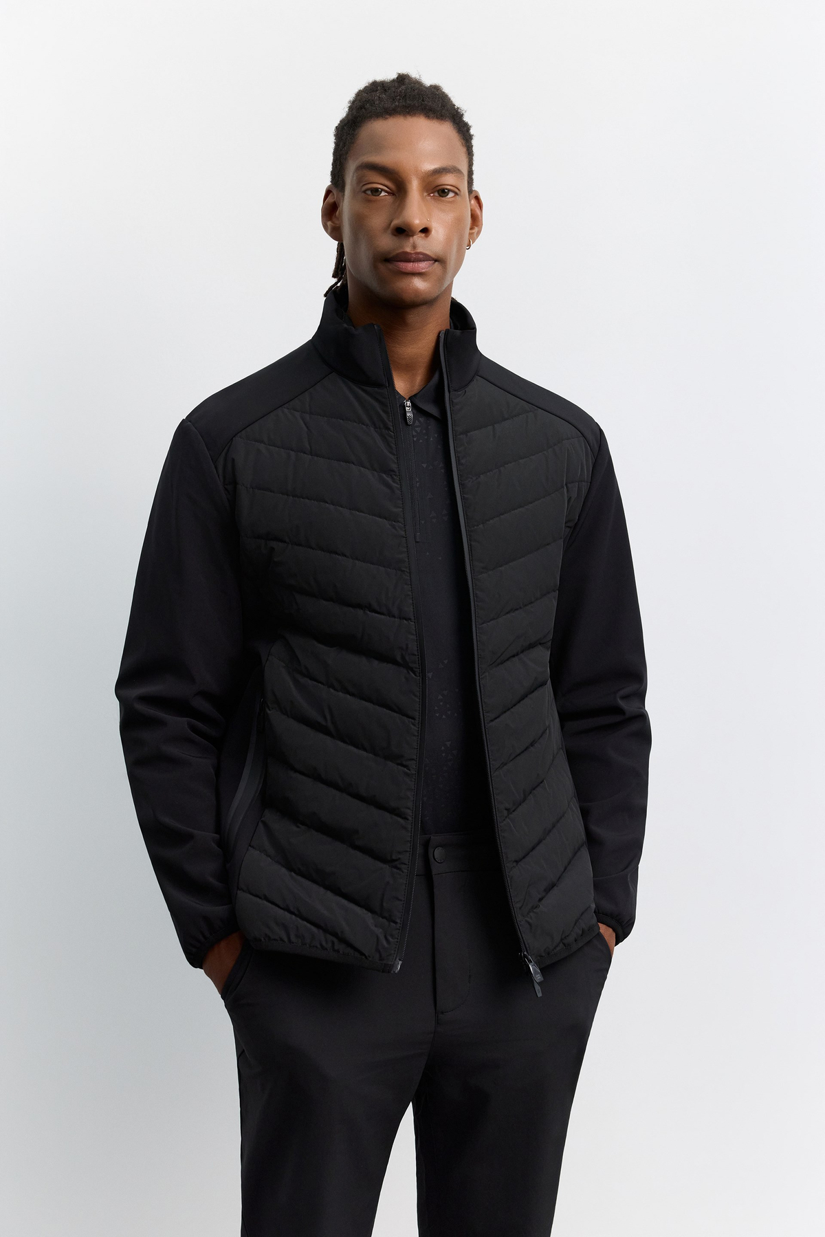 Siyah Ördek Tüyü Dik Yaka Lightweight Mont