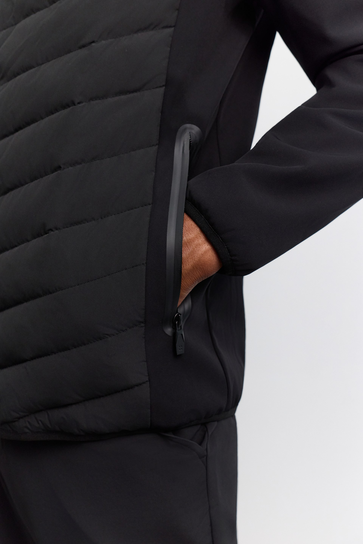 Siyah Ördek Tüyü Dik Yaka Lightweight Mont