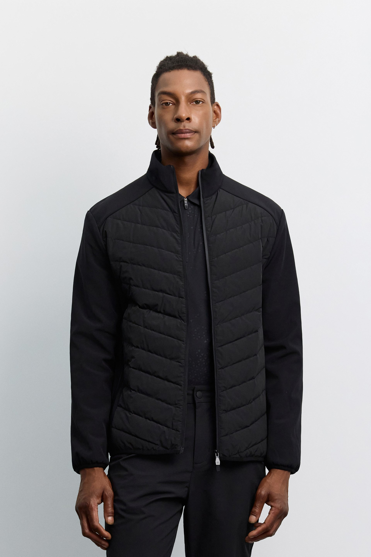 Siyah Ördek Tüyü Dik Yaka Lightweight Mont