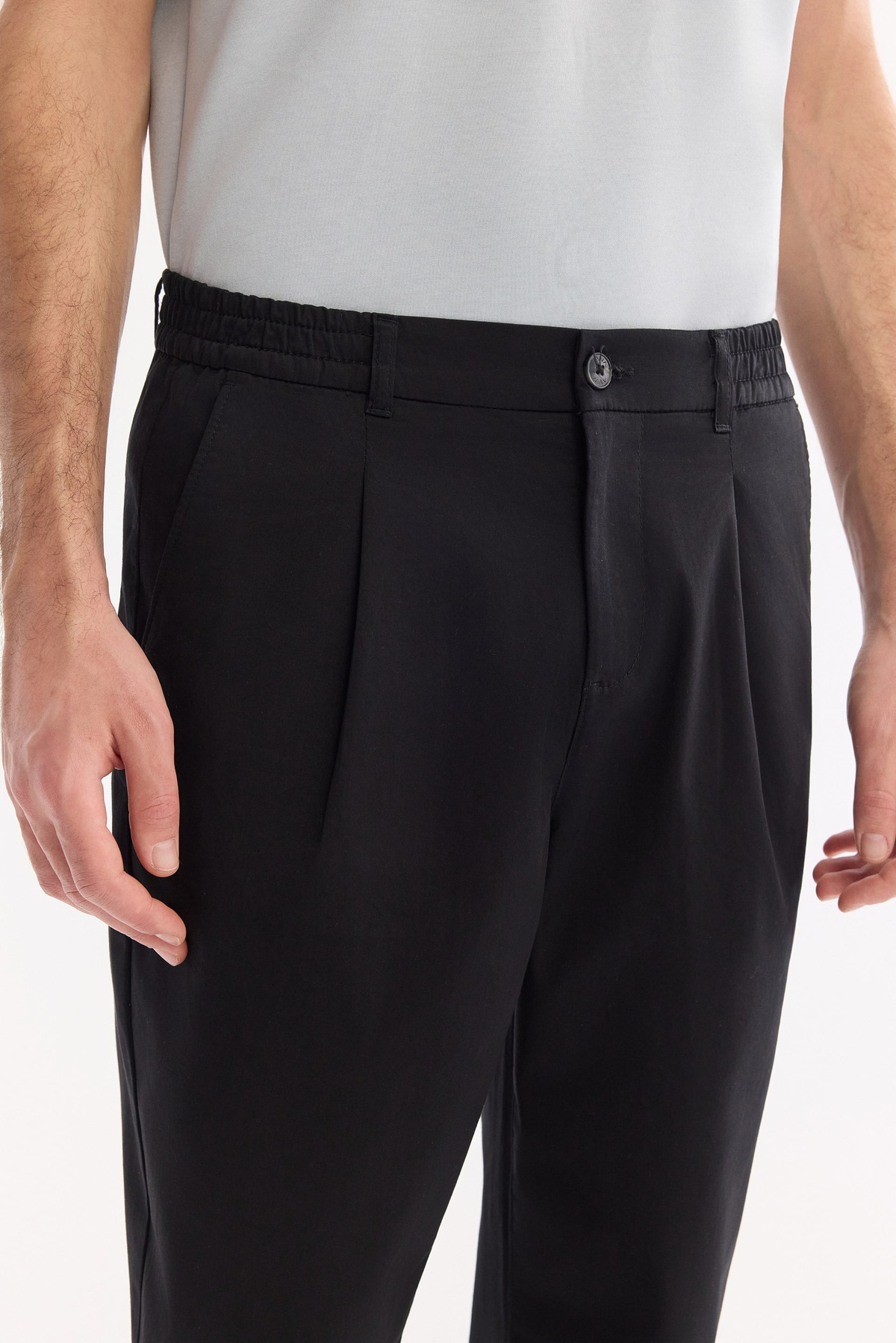 Black Cotton Classic Waist Trousers