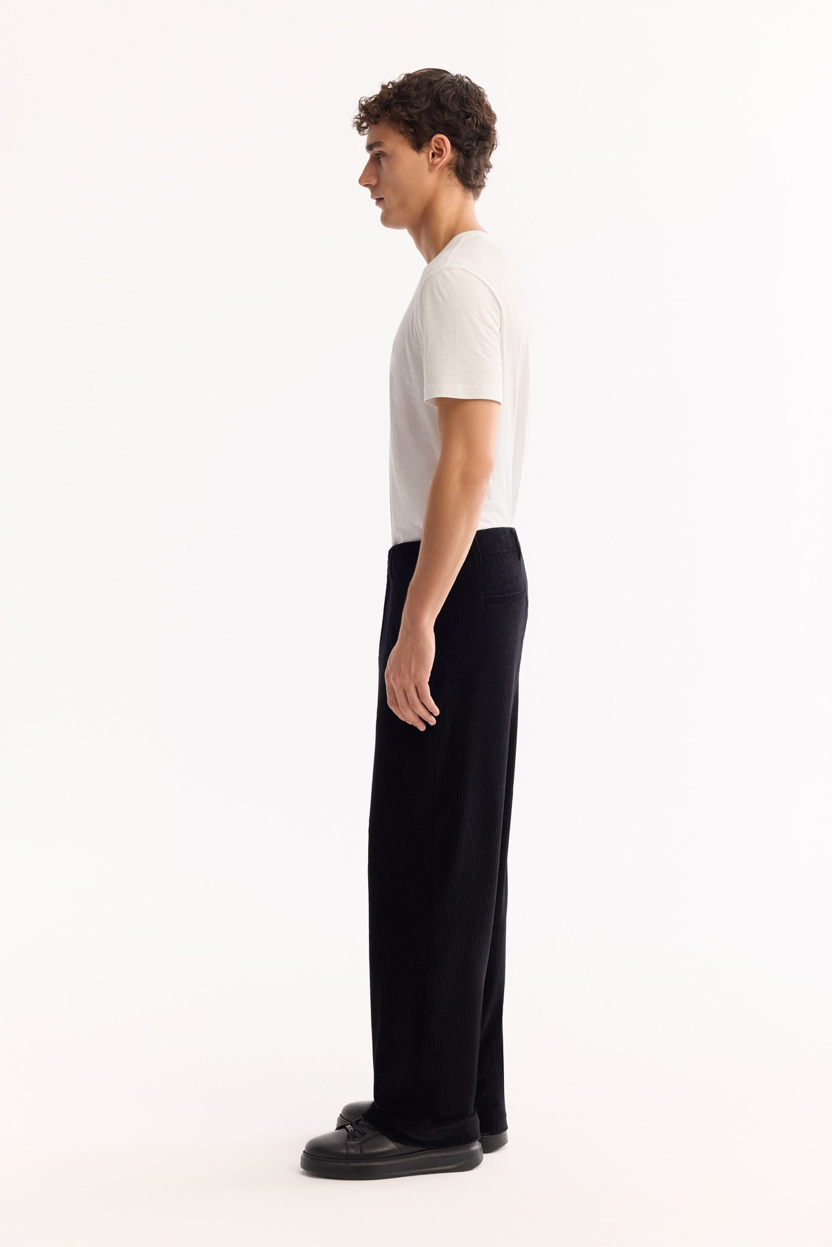 Black Cotton Soft Touch Corduroy Pants