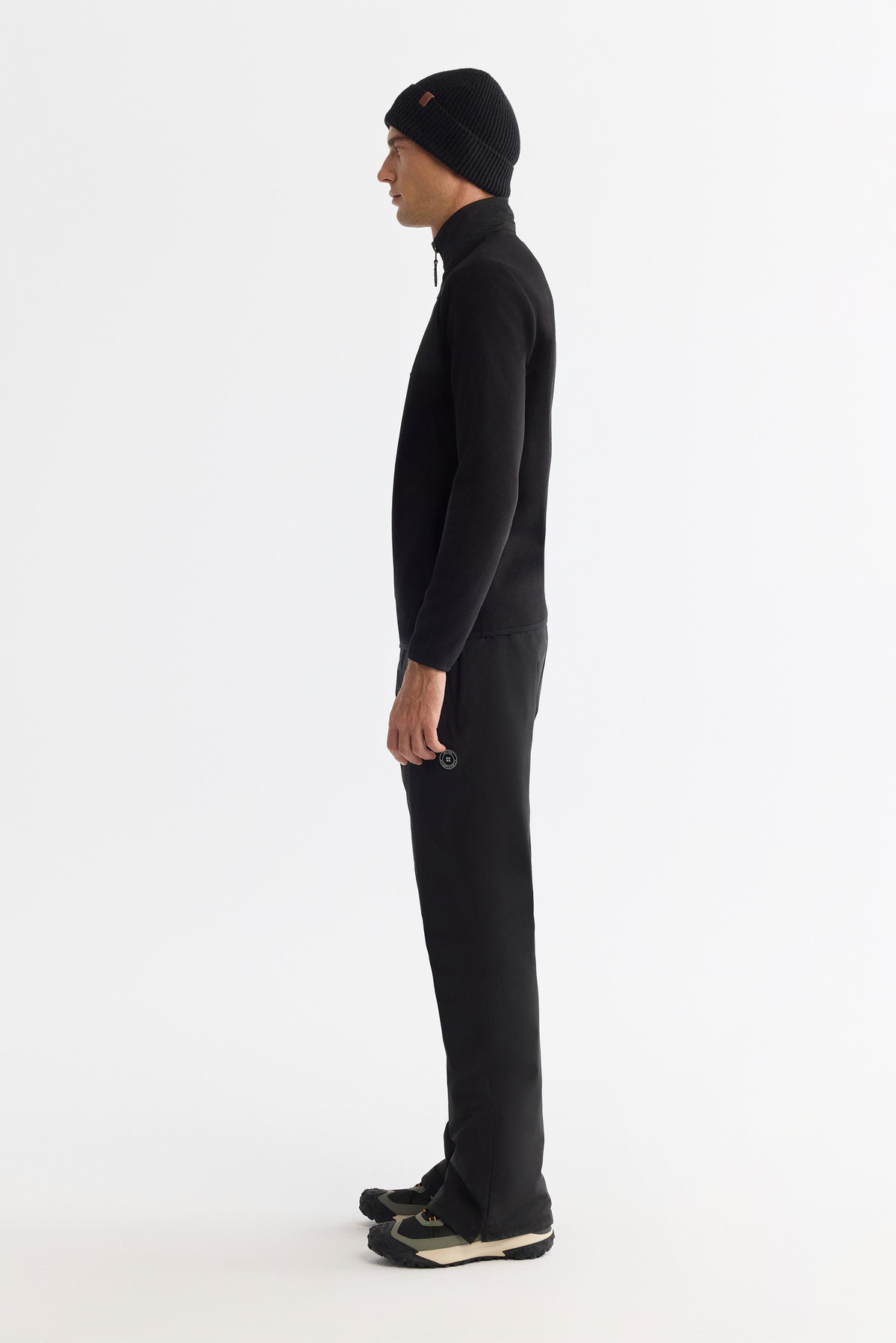 Siyah Paraşüt Garnili Yarım Fermuar Polar Sweatshirt