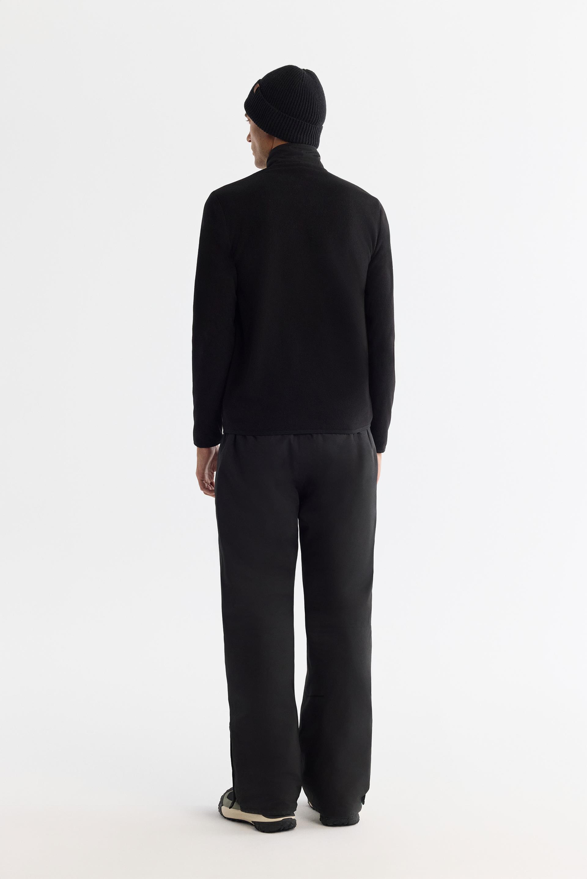 Siyah Paraşüt Garnili Yarım Fermuar Polar Sweatshirt