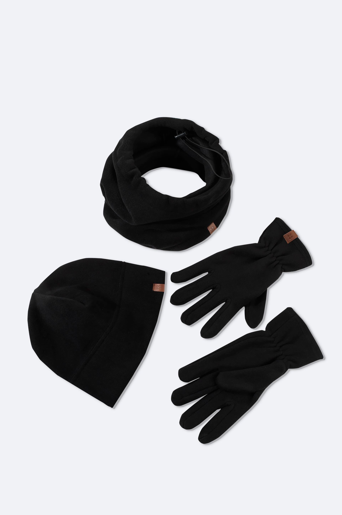 Siyah Polar Basic Boyunluk Bere ve Eldiven Seti