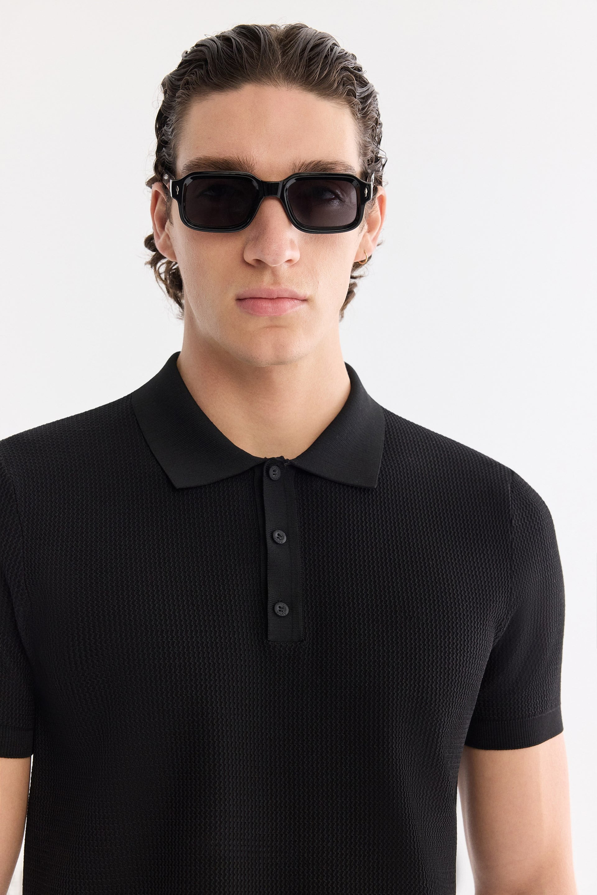 Siyah Polo Yaka Soft Touch Triko T-Shirt