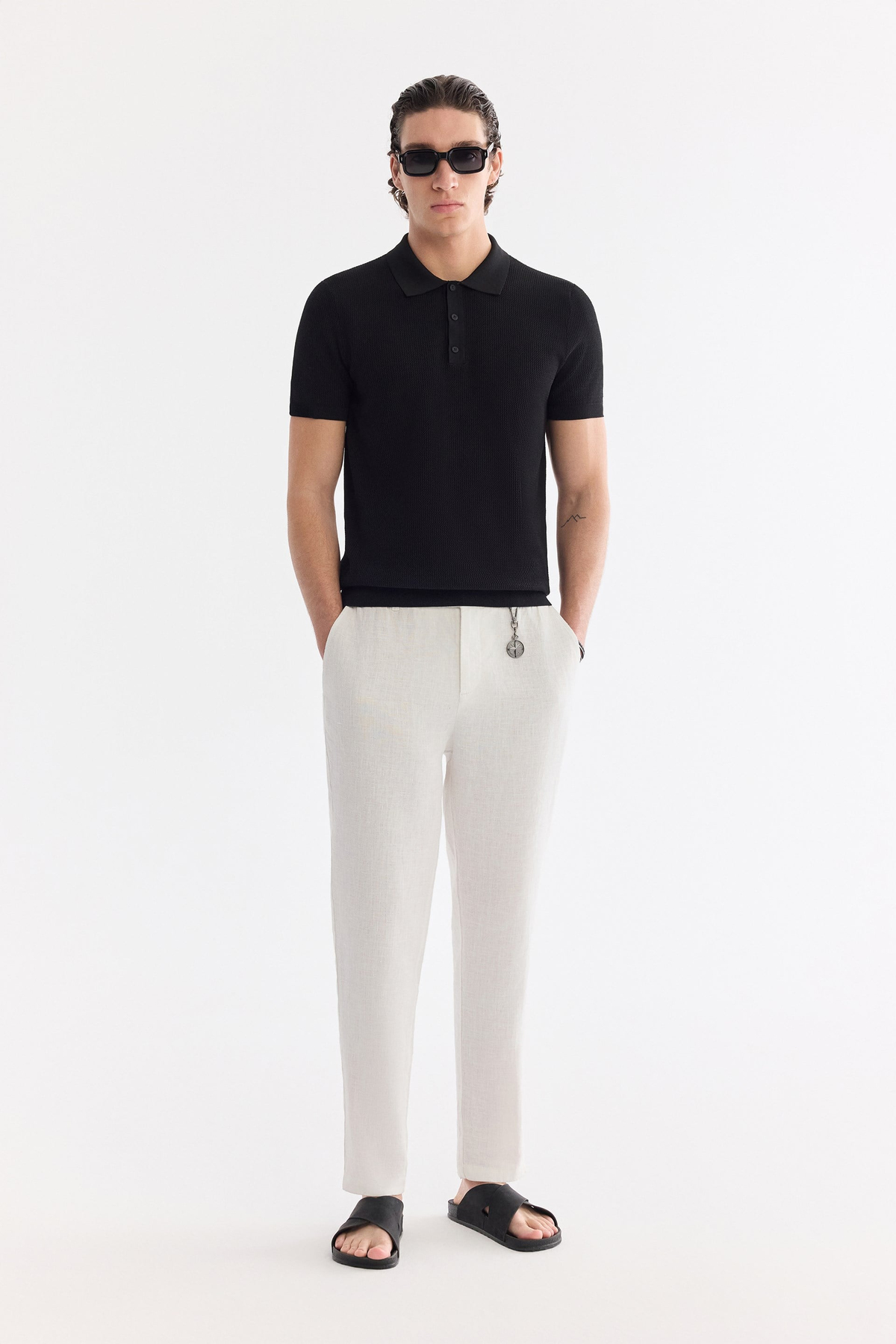 Siyah Polo Yaka Soft Touch Triko T-Shirt