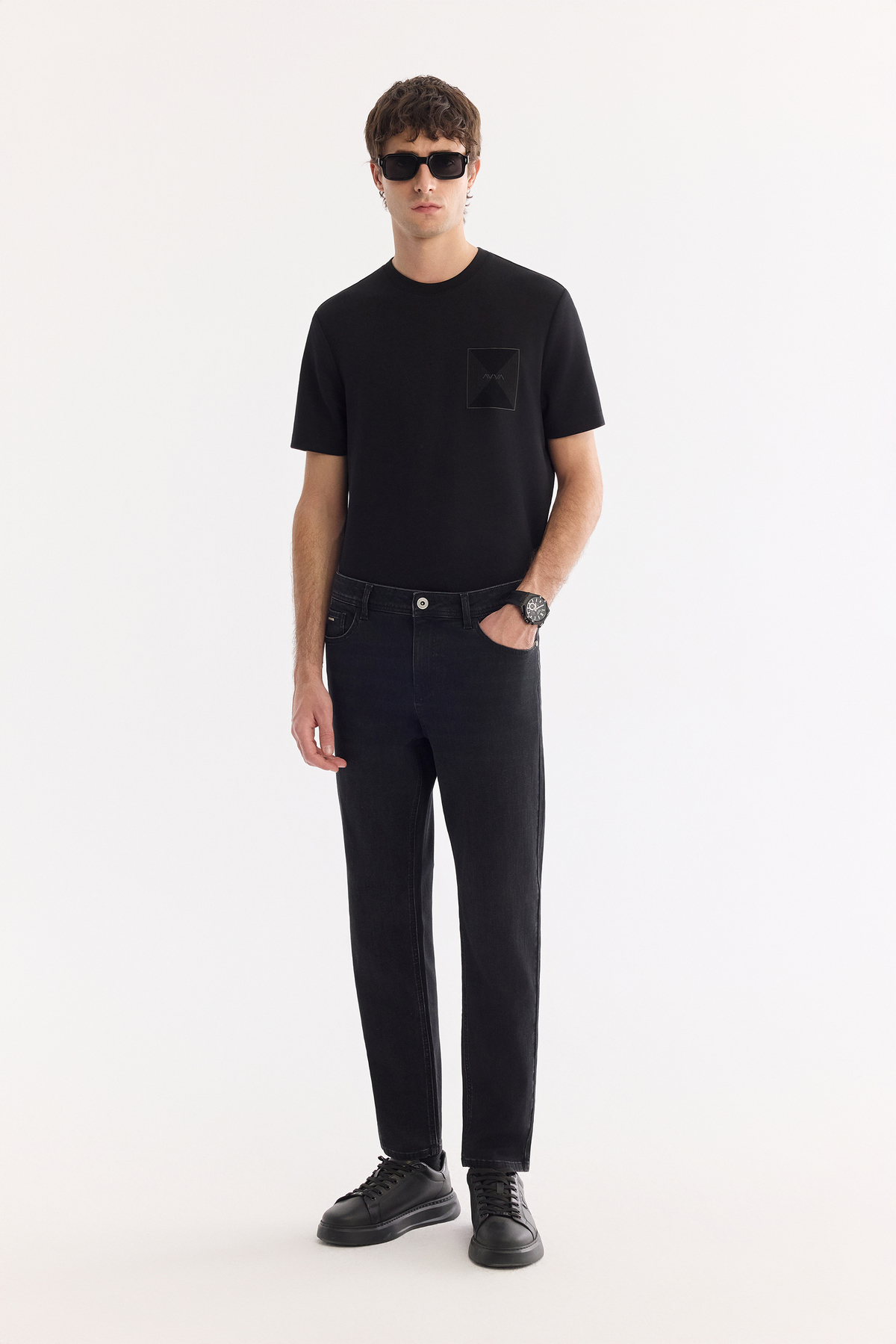 Siyah Taş Yıkamalı Comfort Slim  Fit
