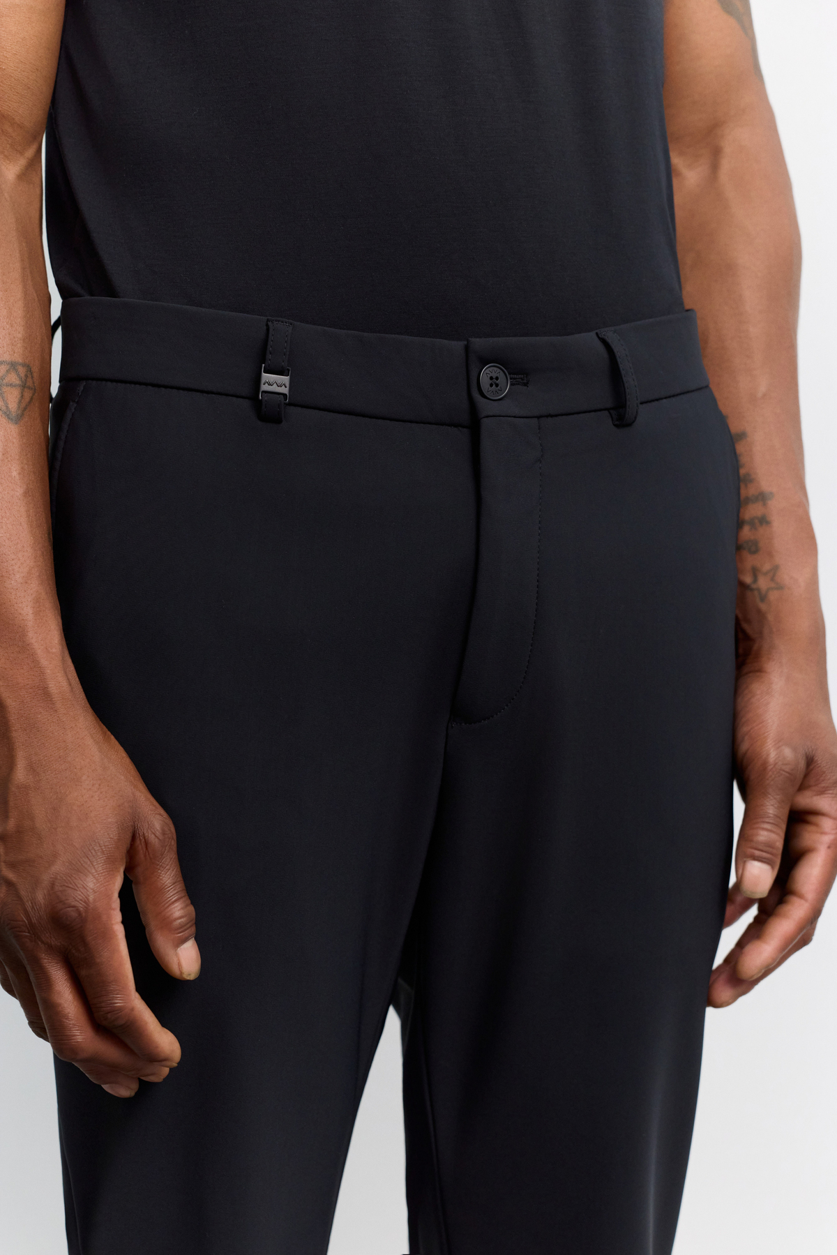 Siyah Yan Cepli, Slim Fit Teknik Klasik Pantolon