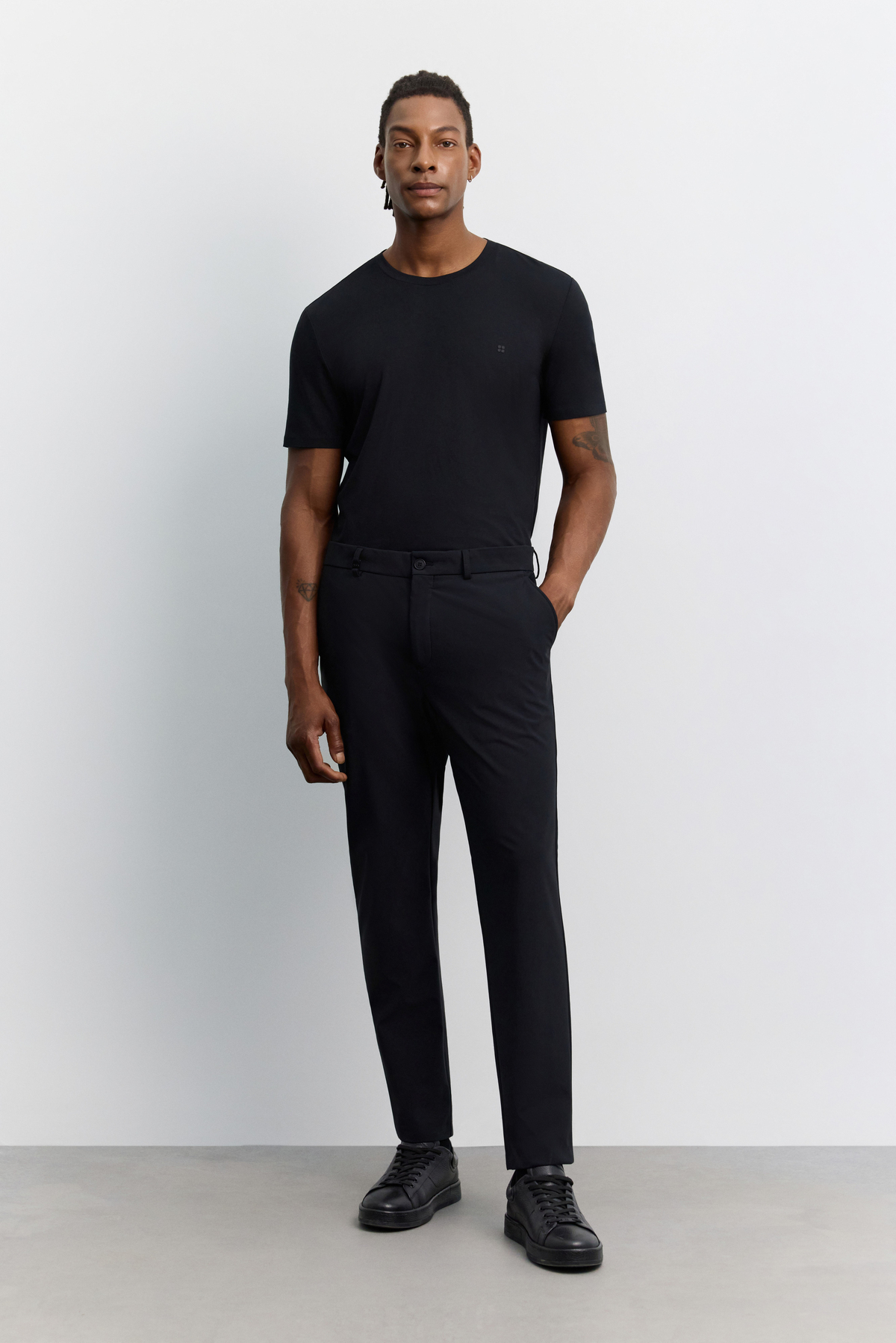 Siyah Yan Cepli, Slim Fit Teknik Klasik Pantolon
