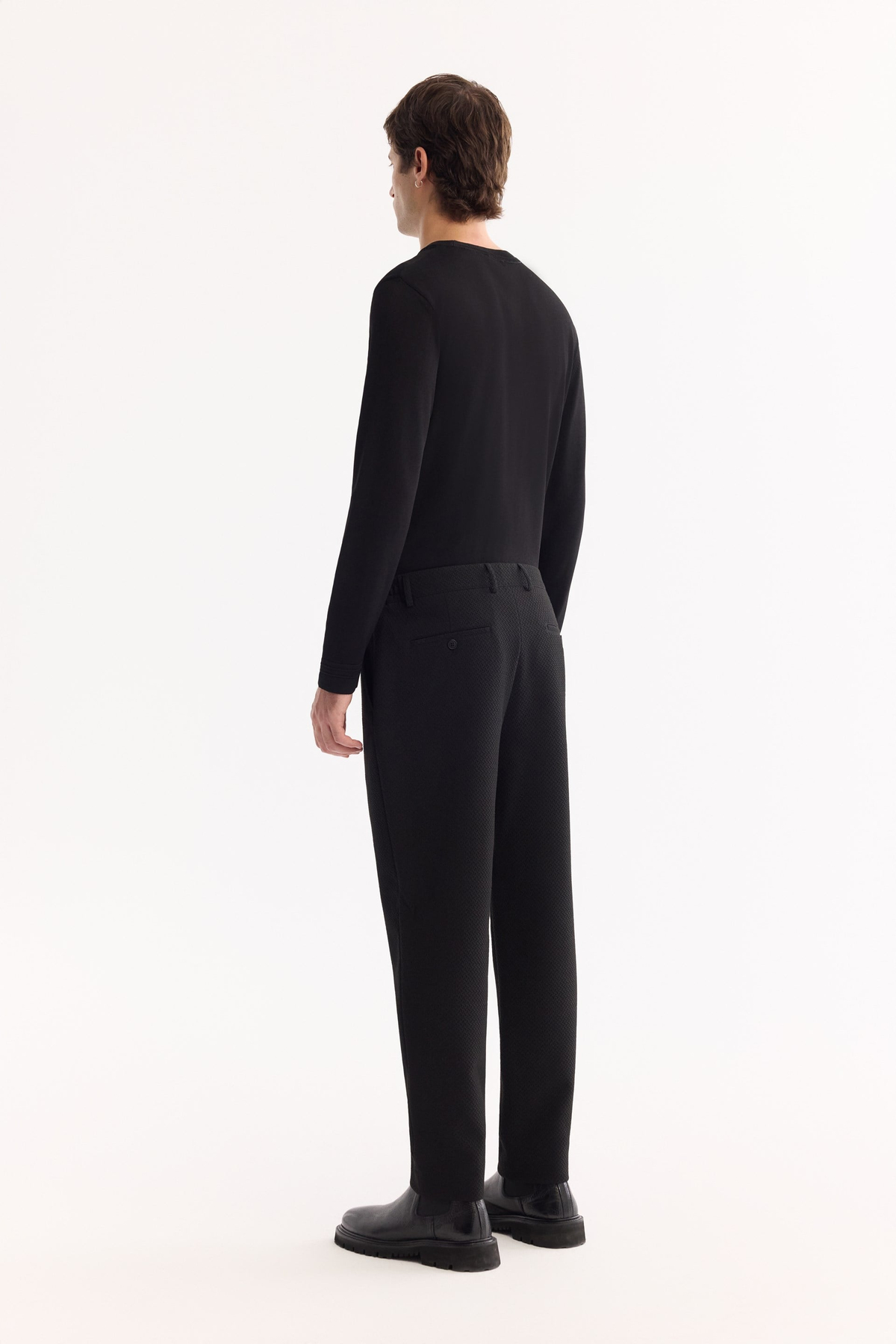 Siyah Yani Lastikli Bi-Stretch Hafif Pantolon