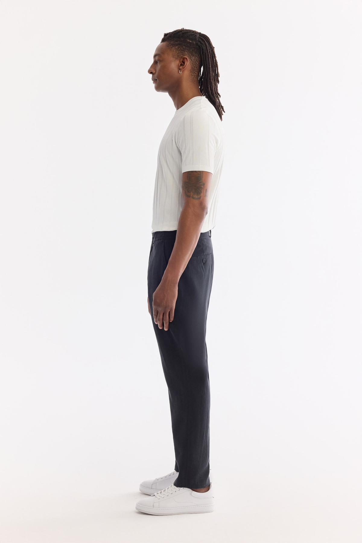 Black Elastic Side Soft Touch Chino Trousers