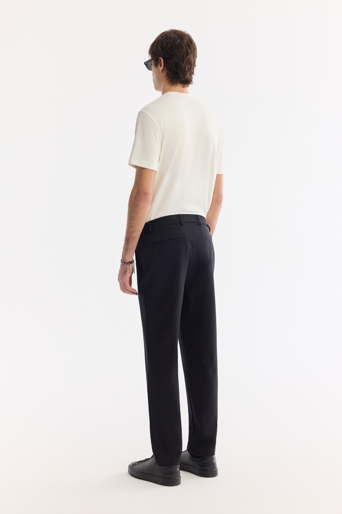 Siyah Yanı Lastikli Teknik Kumaş Nora Slim Fit Pantolon