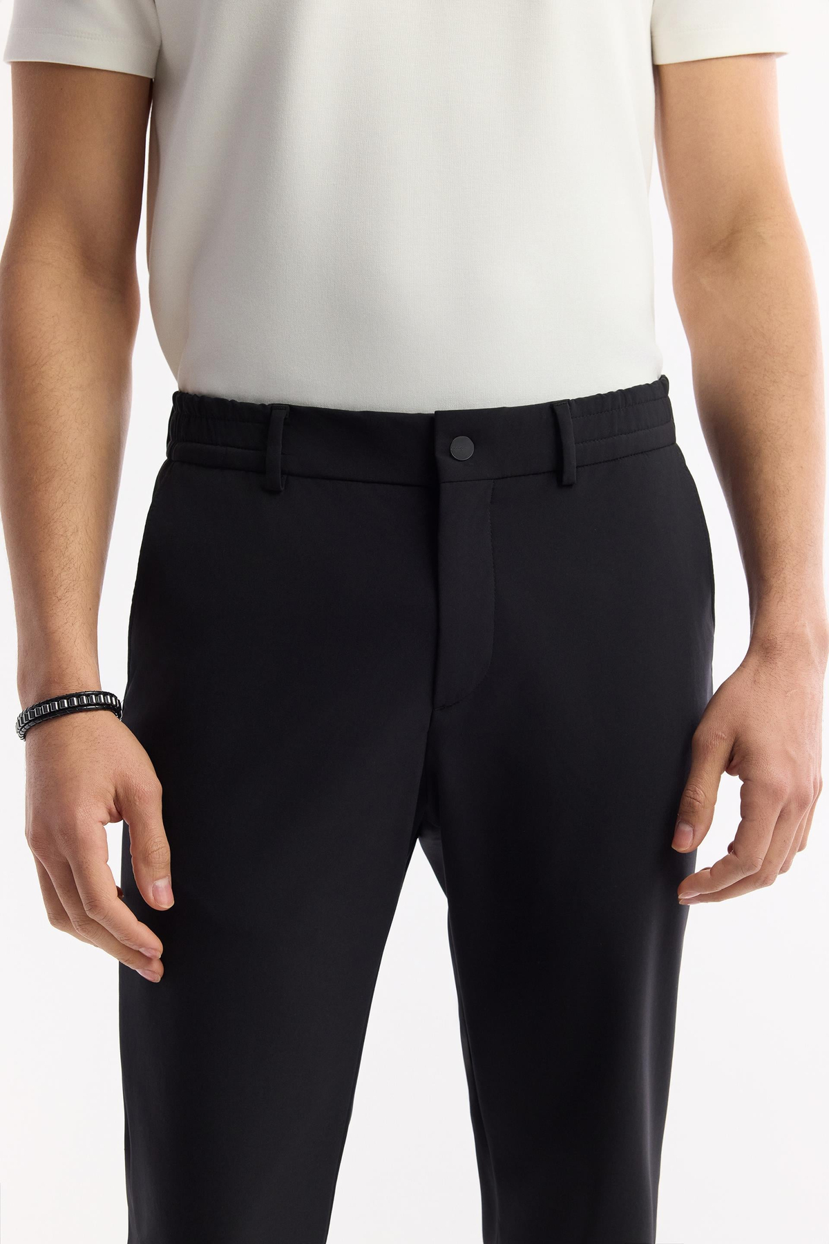 Siyah Yanı Lastikli Teknik Kumaş Nora Slim Fit Pantolon