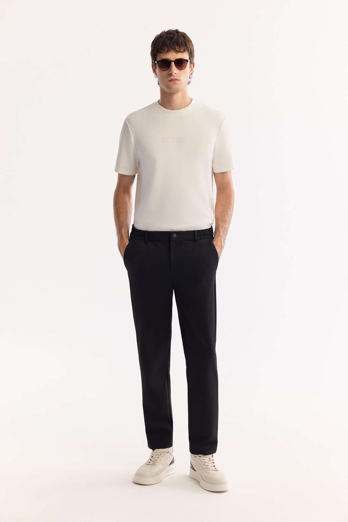 Siyah Yanları Lastikli Slim Fit Chino Pantolon