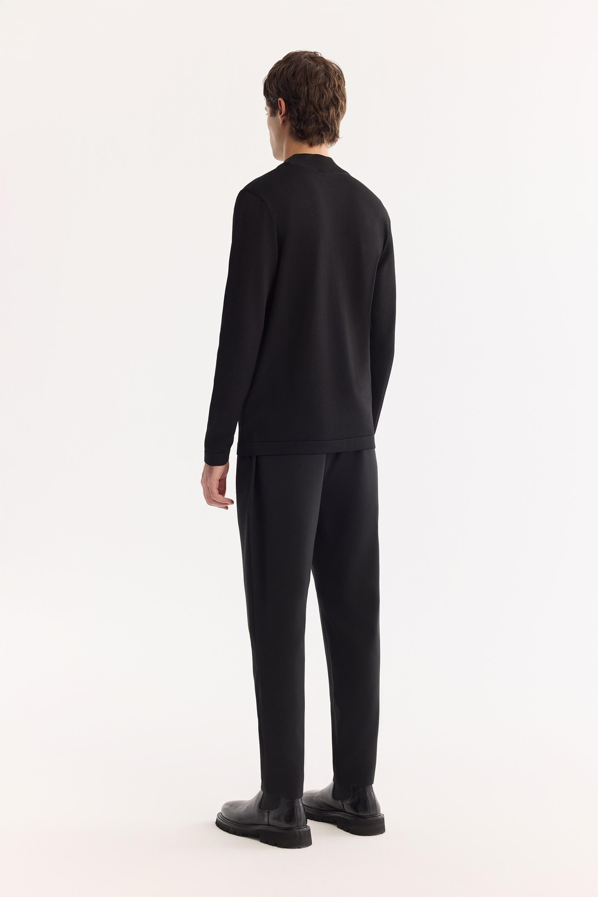 Siyah Yarım Balıkçi Yaka Basic Düz Rayon Kazak