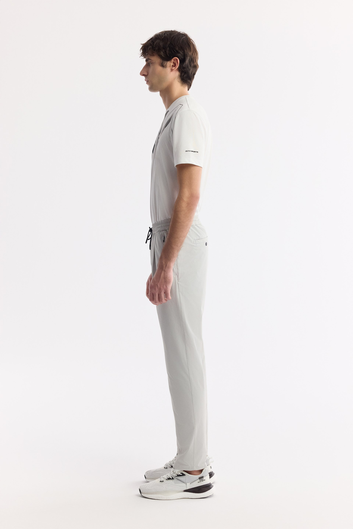 Stone Elastic Waist Drawstring Pleated Pants