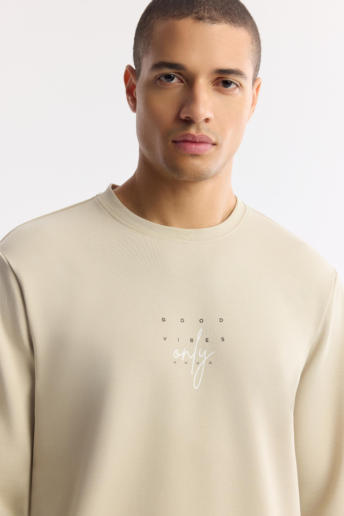 Taş Bisiklet Yaka Baskılı İnterlok Sweatshirt