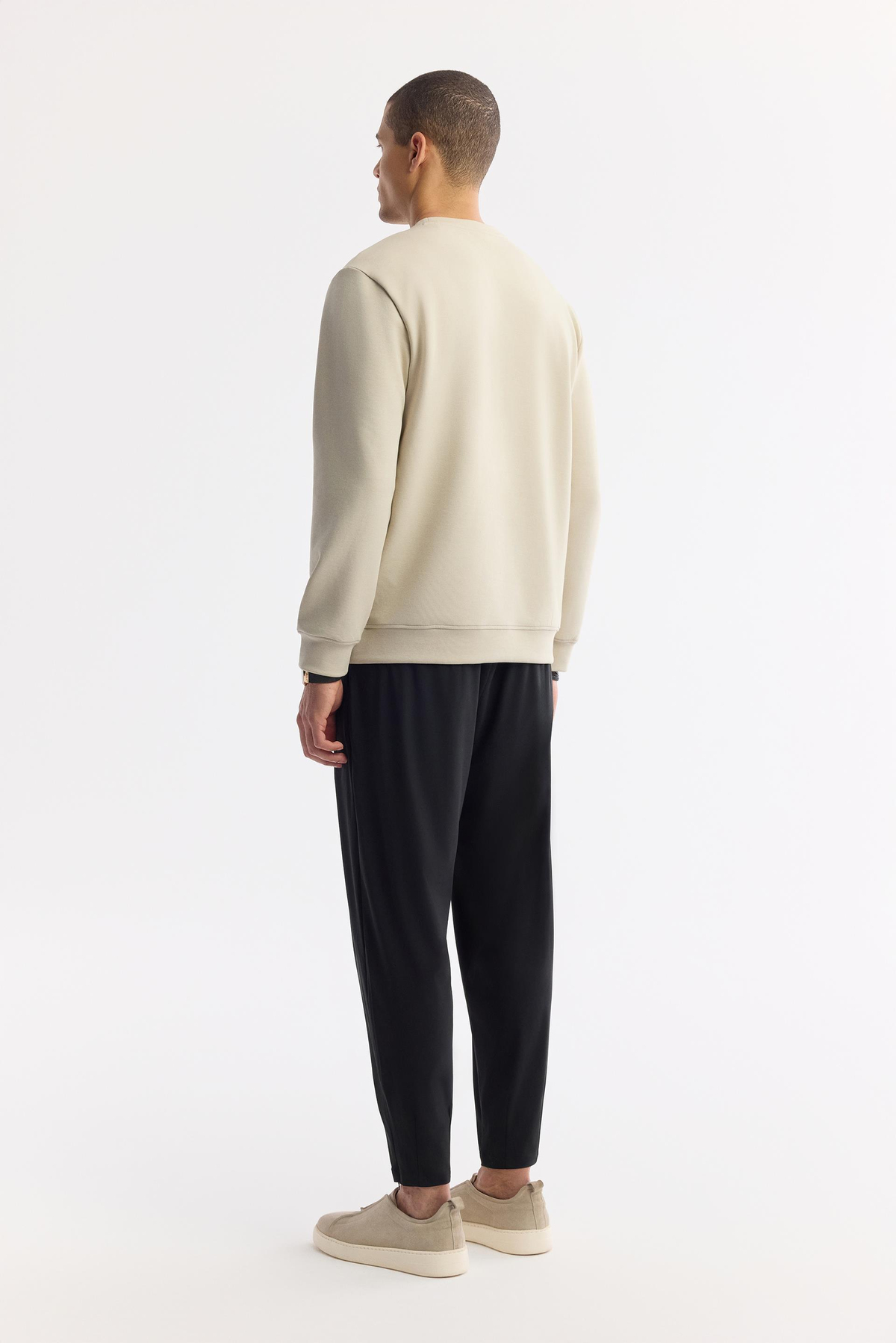 Taş Bisiklet Yaka Baskılı İnterlok Sweatshirt