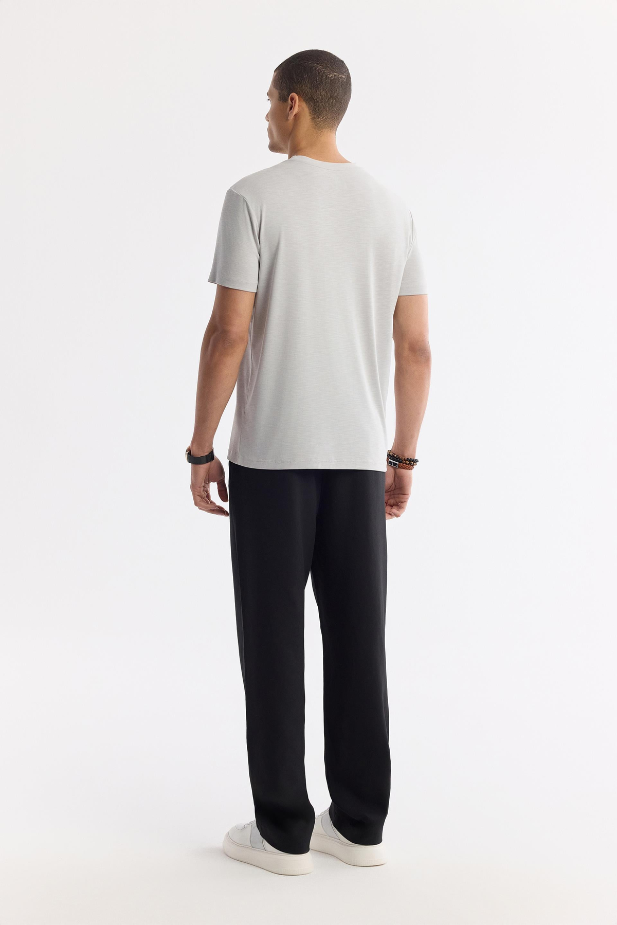 Taş Soft Touch Bisiklet Yaka Flamlı Basic T-shirt