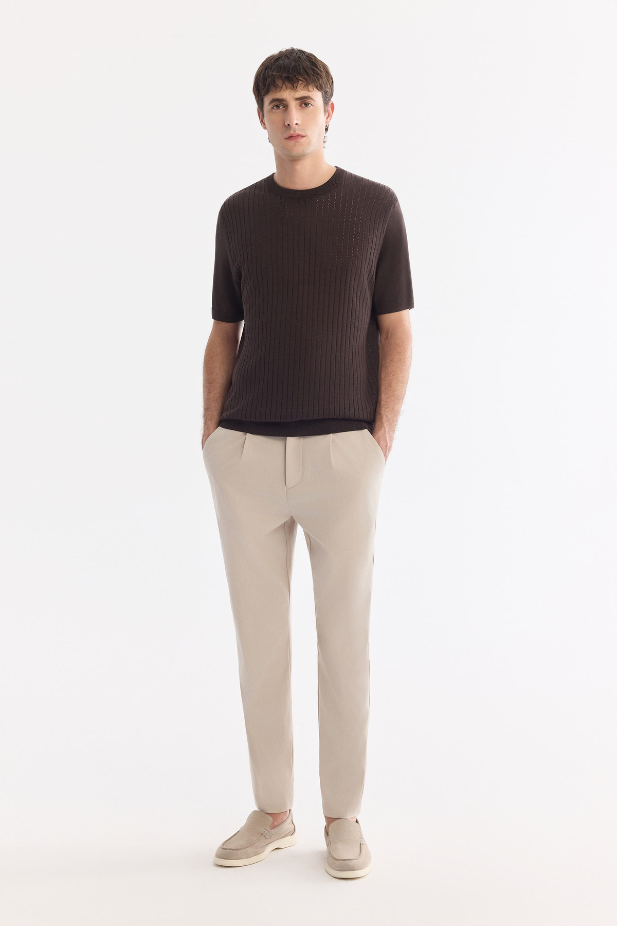 Taş Yanı Lastikli Pileli Lyocell Relaxed Fit Pantolon
