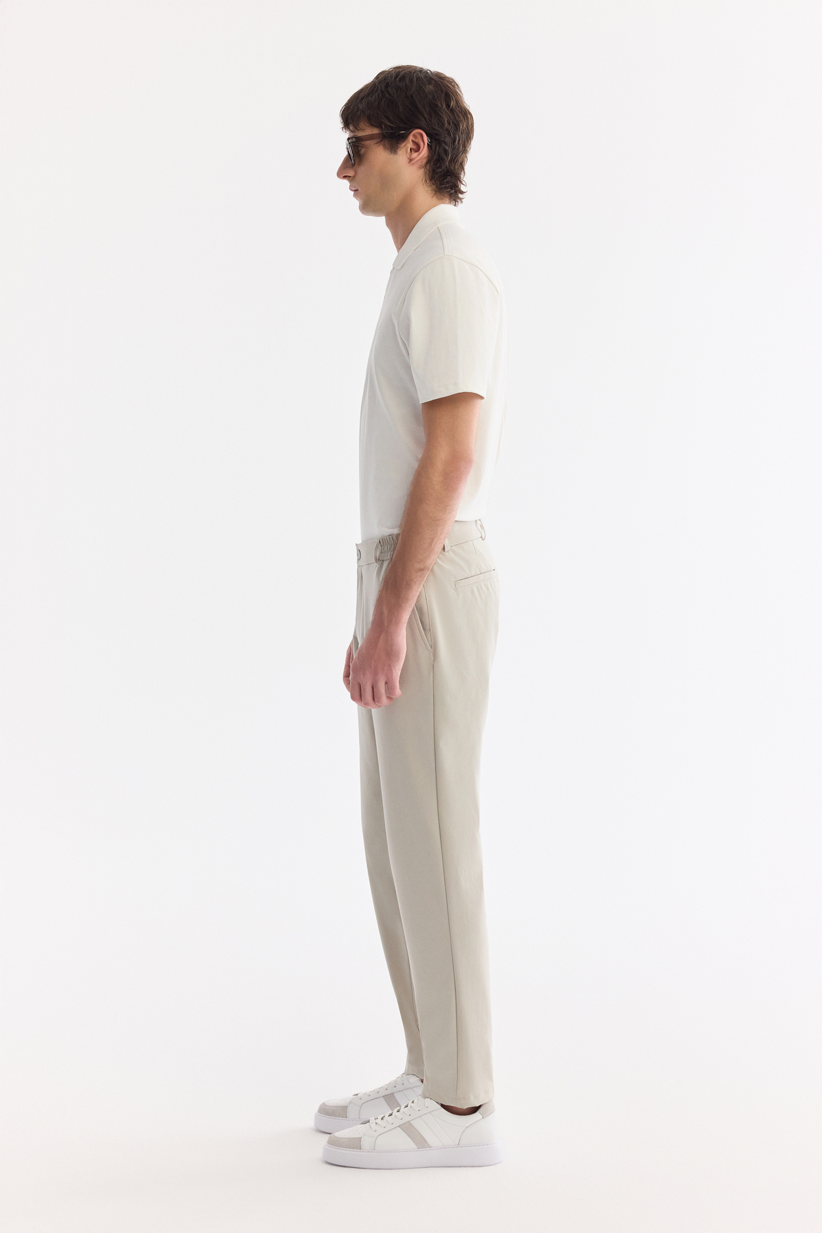 Taş Yanı Lastikli Teknik Kumaş Nora Slim Fit Pantolon