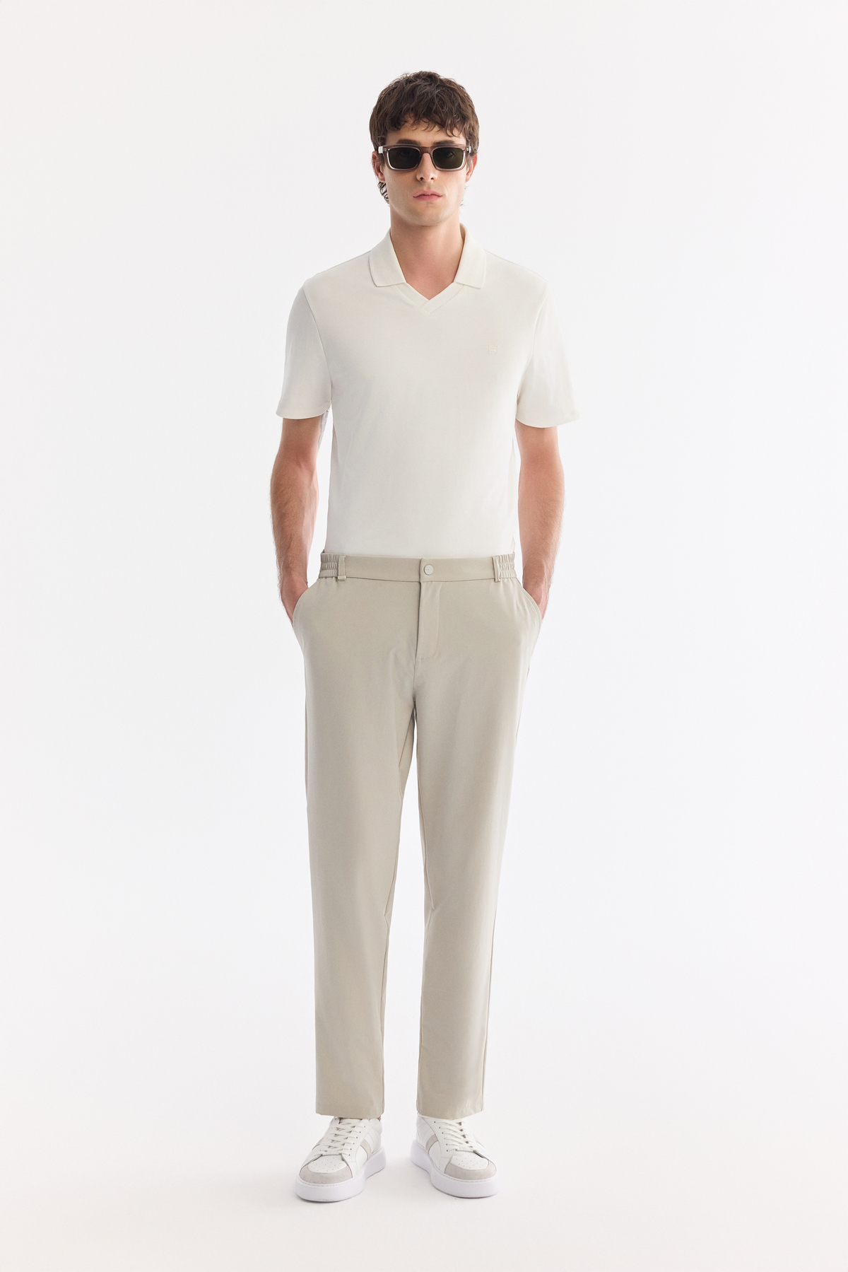 Taş Yanı Lastikli Teknik Kumaş Nora Slim Fit Pantolon