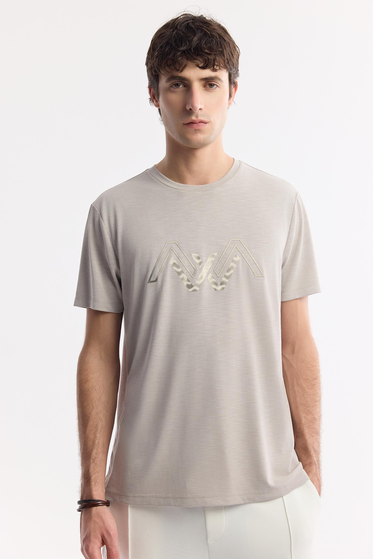 Vizon Bisiklet Yaka Baskılı Shoft Touch Flamlı T-Shirt