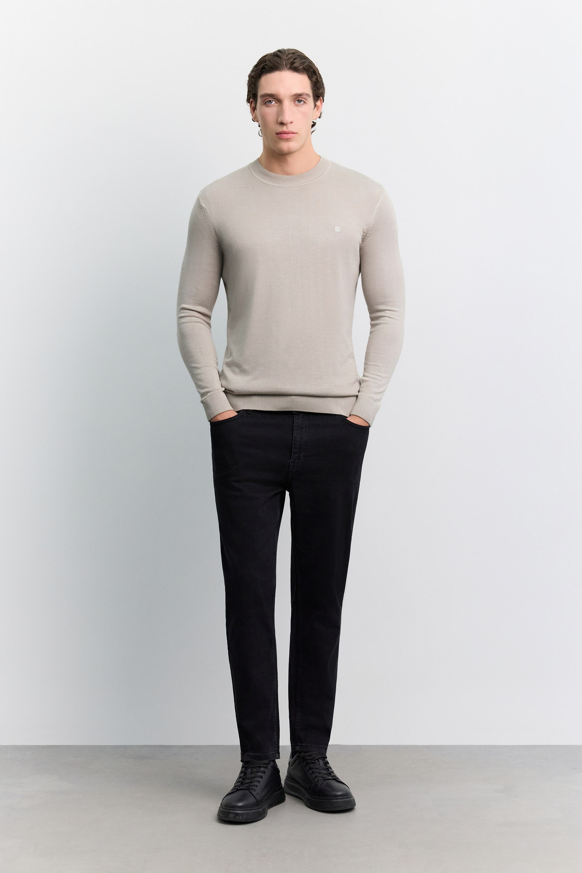 Mink High Crew Neck Jumper