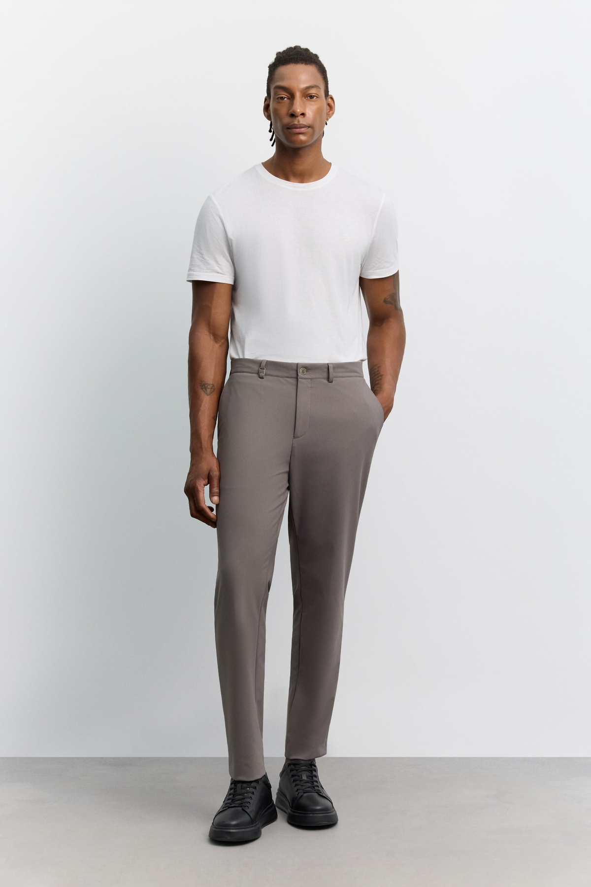 Vizon Yan Cepli, Slim Fit Teknik Klasik Pantolon