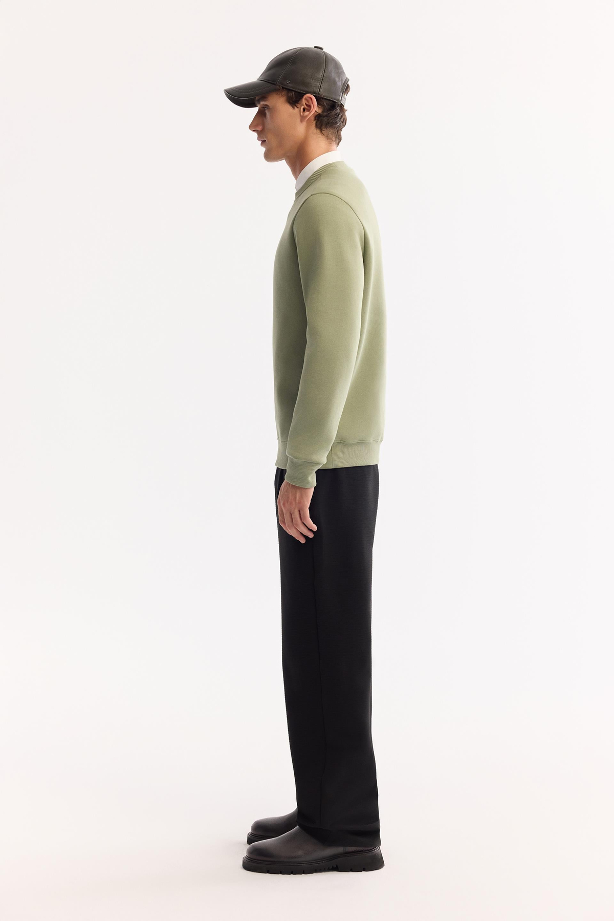 Yeşil Bisiklet Yaka Piramit Baskılı 3 İplik Şardonlu Sweatshirt