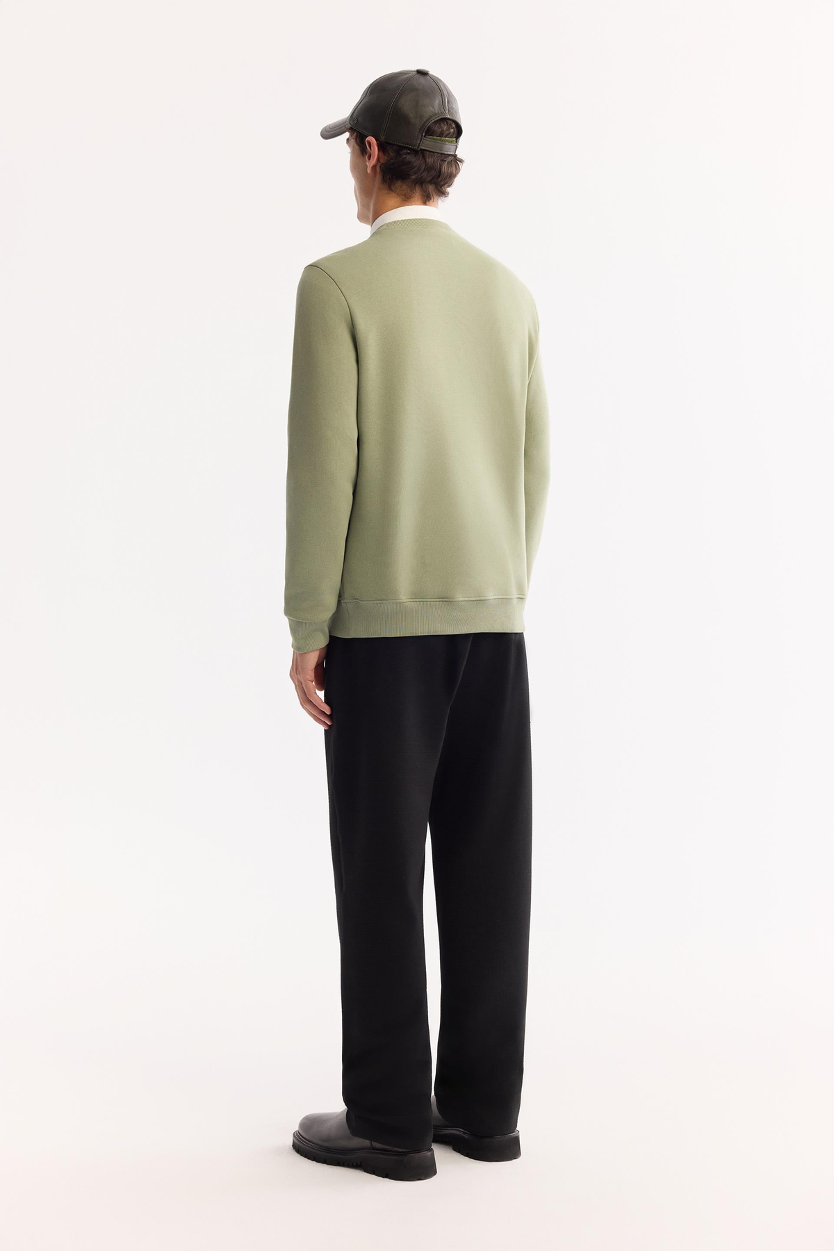 Yeşil Bisiklet Yaka Piramit Baskılı 3 İplik Şardonlu Sweatshirt