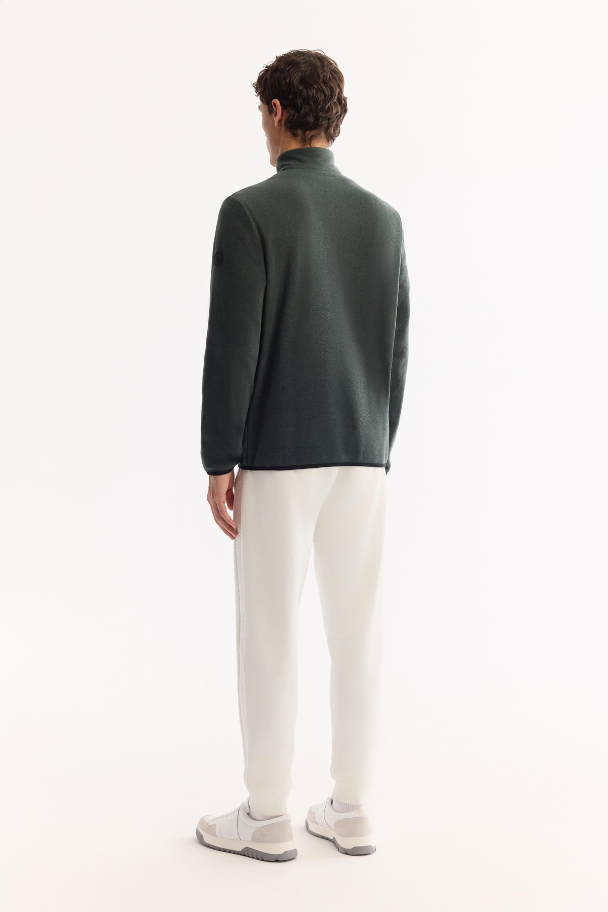 Yeşil Soğuğa Dayanıklı Yarım Fermuarlı Dik Yaka Polar Sweatshirt