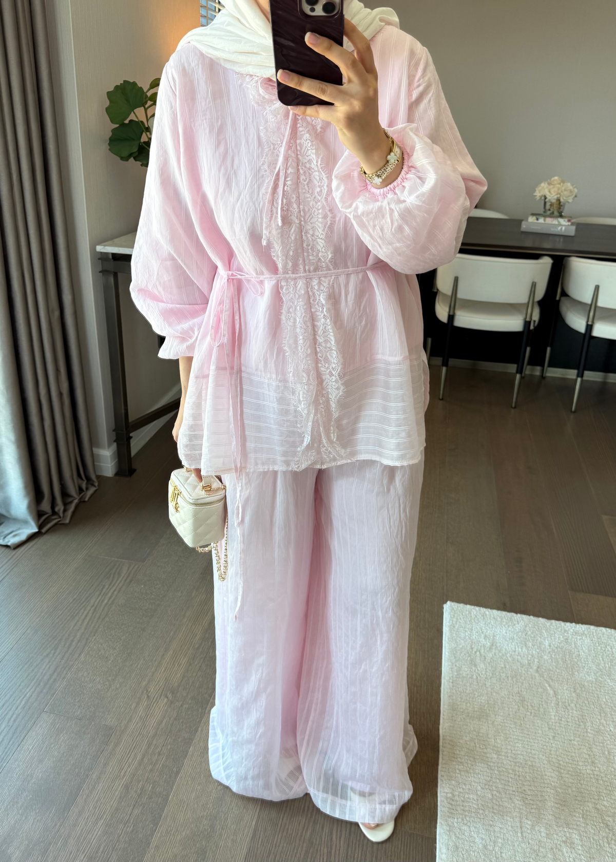Anna Çizgili İkili Takım Pembe