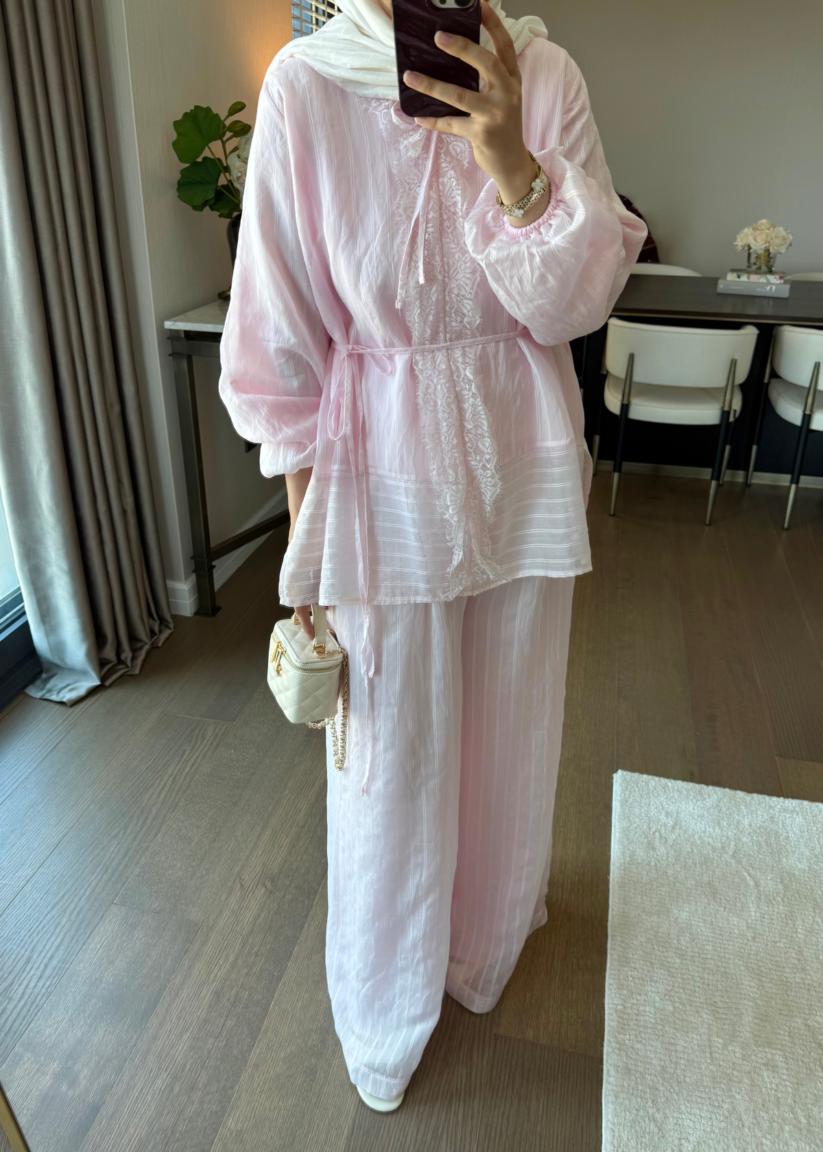 Anna Çizgili İkili Takım Pembe