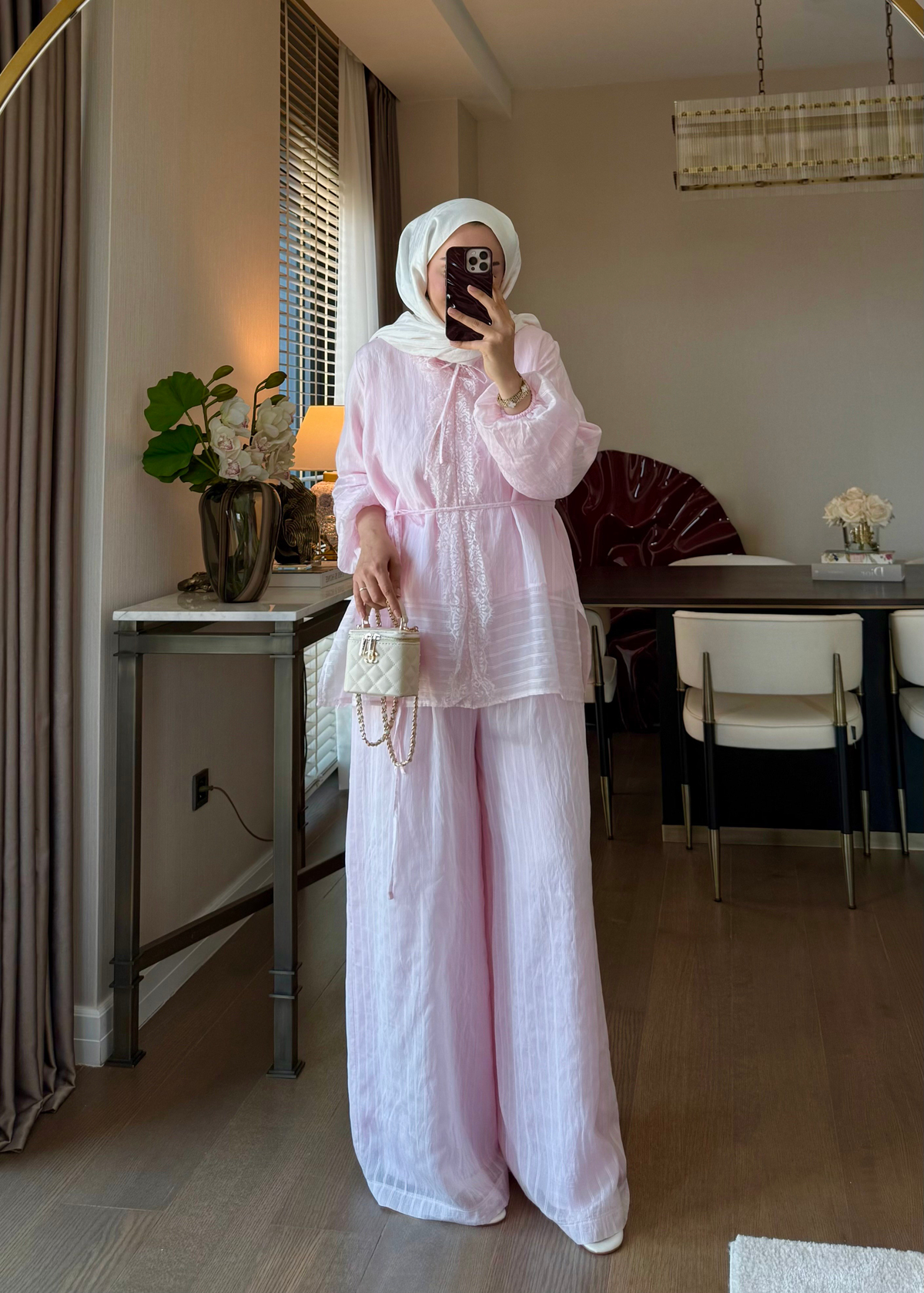 Anna Çizgili İkili Takım Pembe