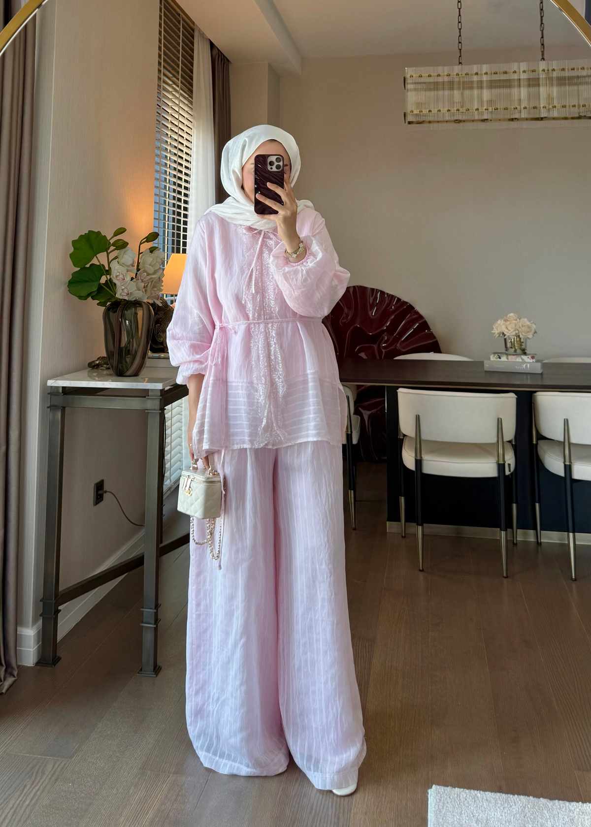 Anna Çizgili İkili Takım Pembe