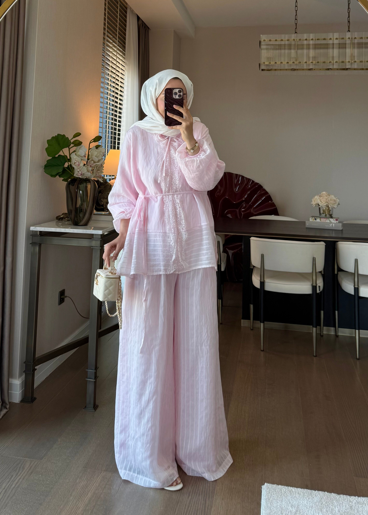 Anna Çizgili İkili Takım Pembe