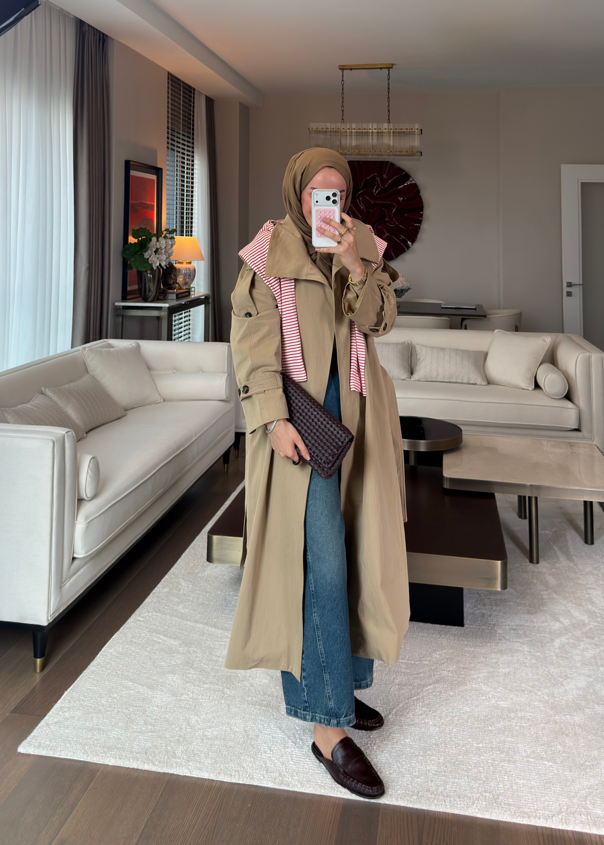 Apolet Detaylı Yüksek Yaka Trençkot Camel